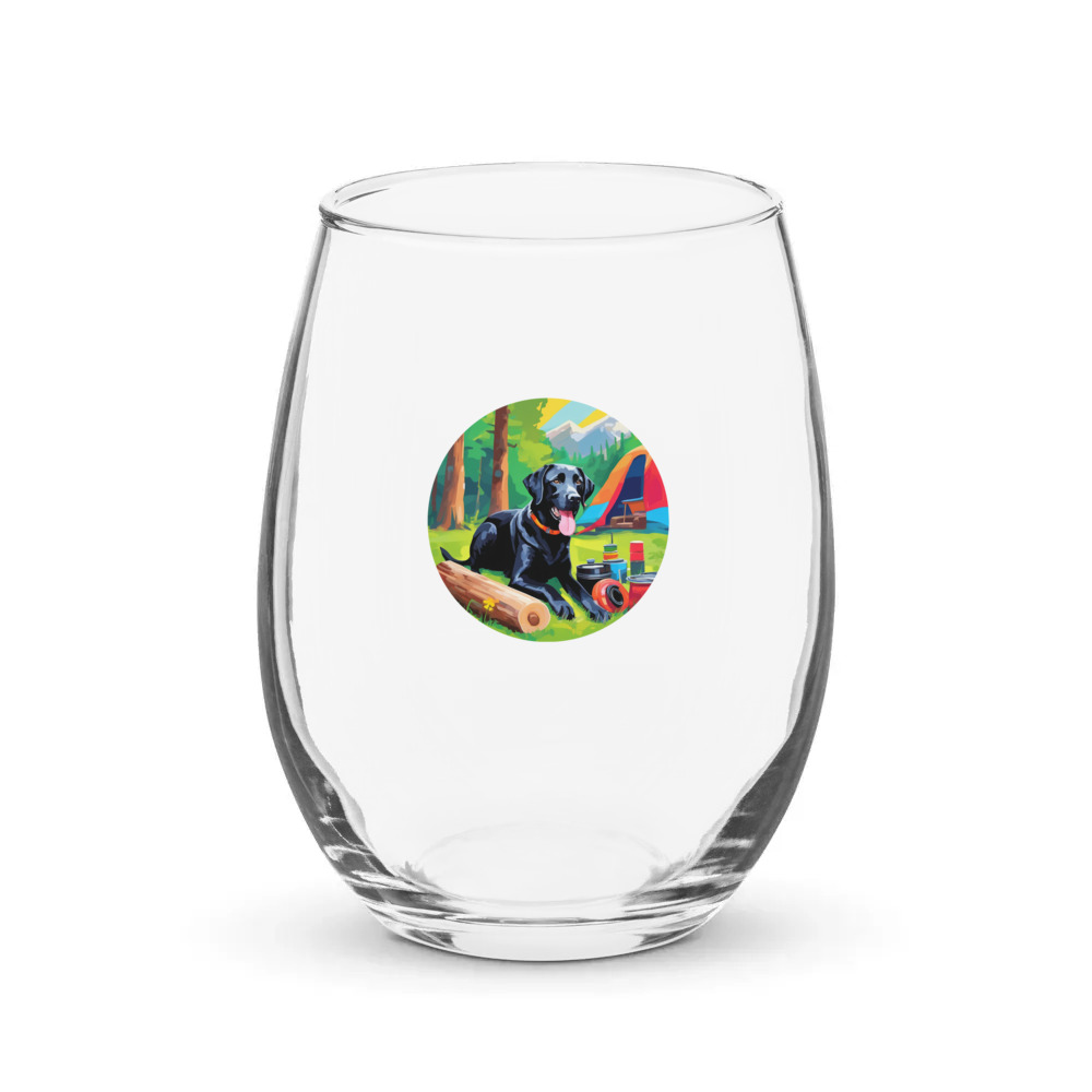 PugMug Custom Black Labrador Retriever Stemless Wine Glass