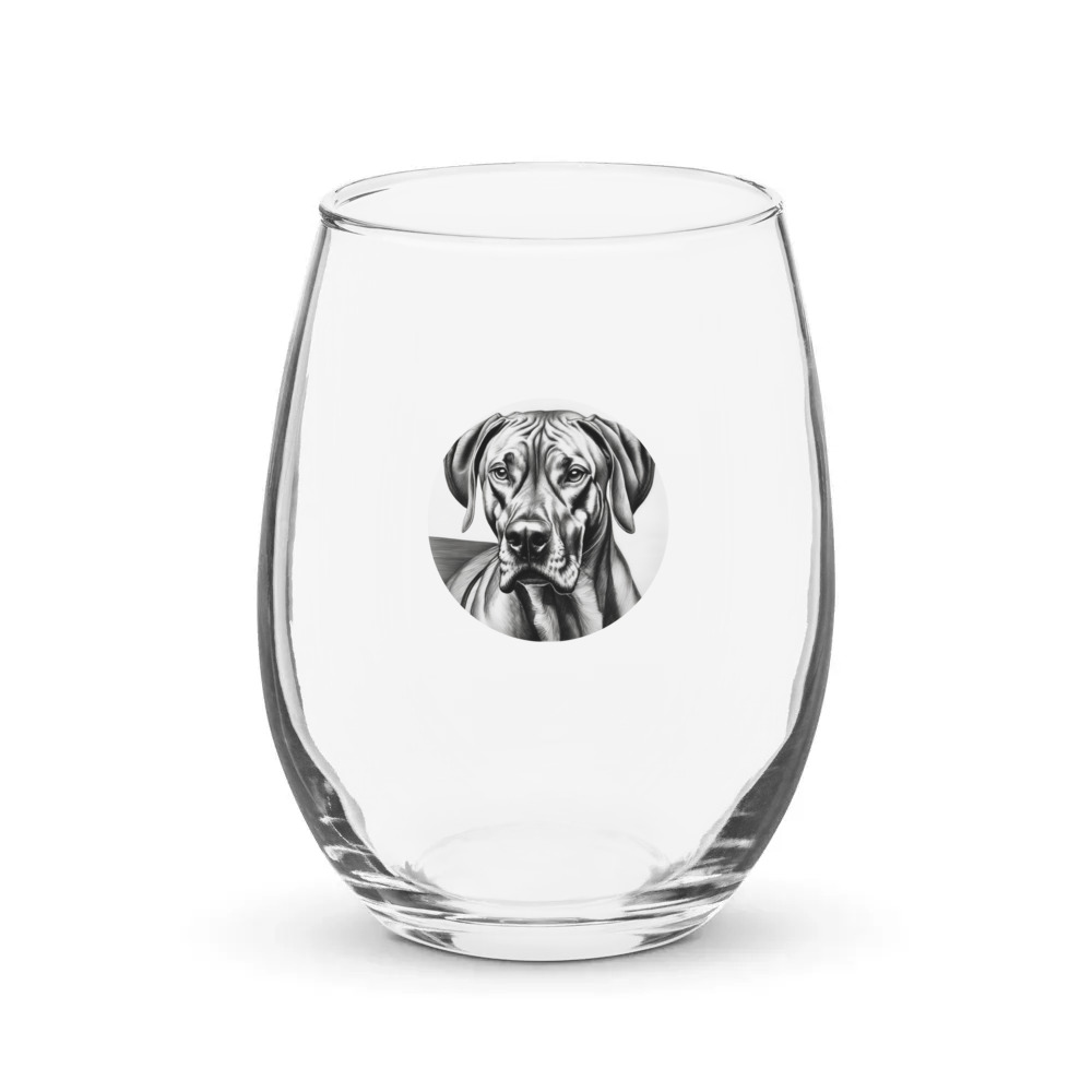 PugMug Custom Rhodesian Ridgeback Stemless Wine Glass
