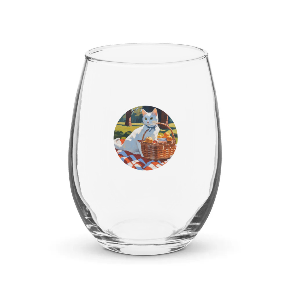 PugMug Custom White Companion Cat Stemless Wine Glass
