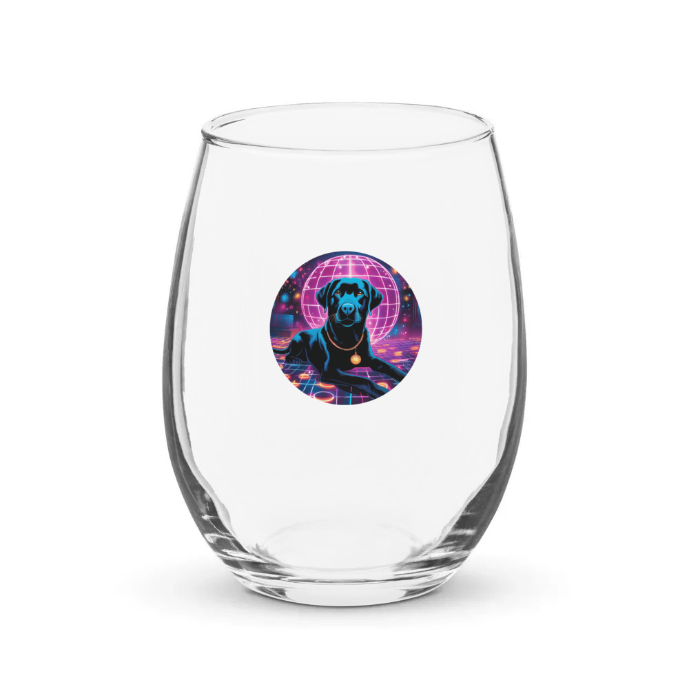 PugMug Custom Black Labrador Retriever Stemless Wine Glass