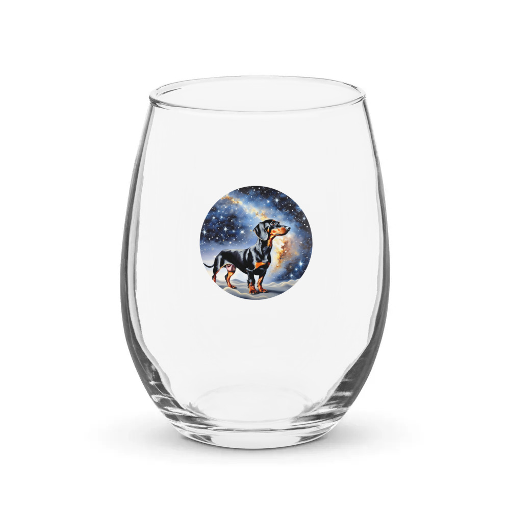 PugMug Custom Black Dachshund Stemless Wine Glass