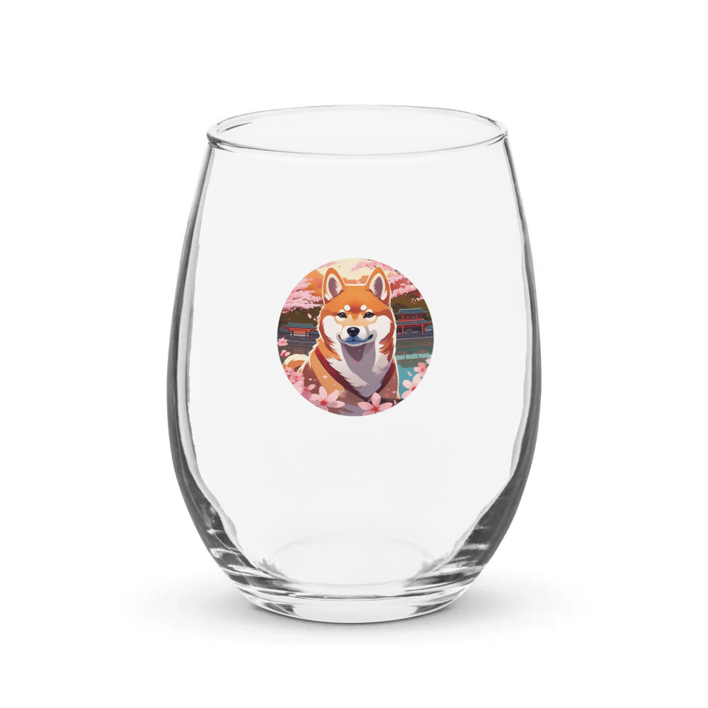 PugMug Custom Shiba Inu Stemless Wine Glass