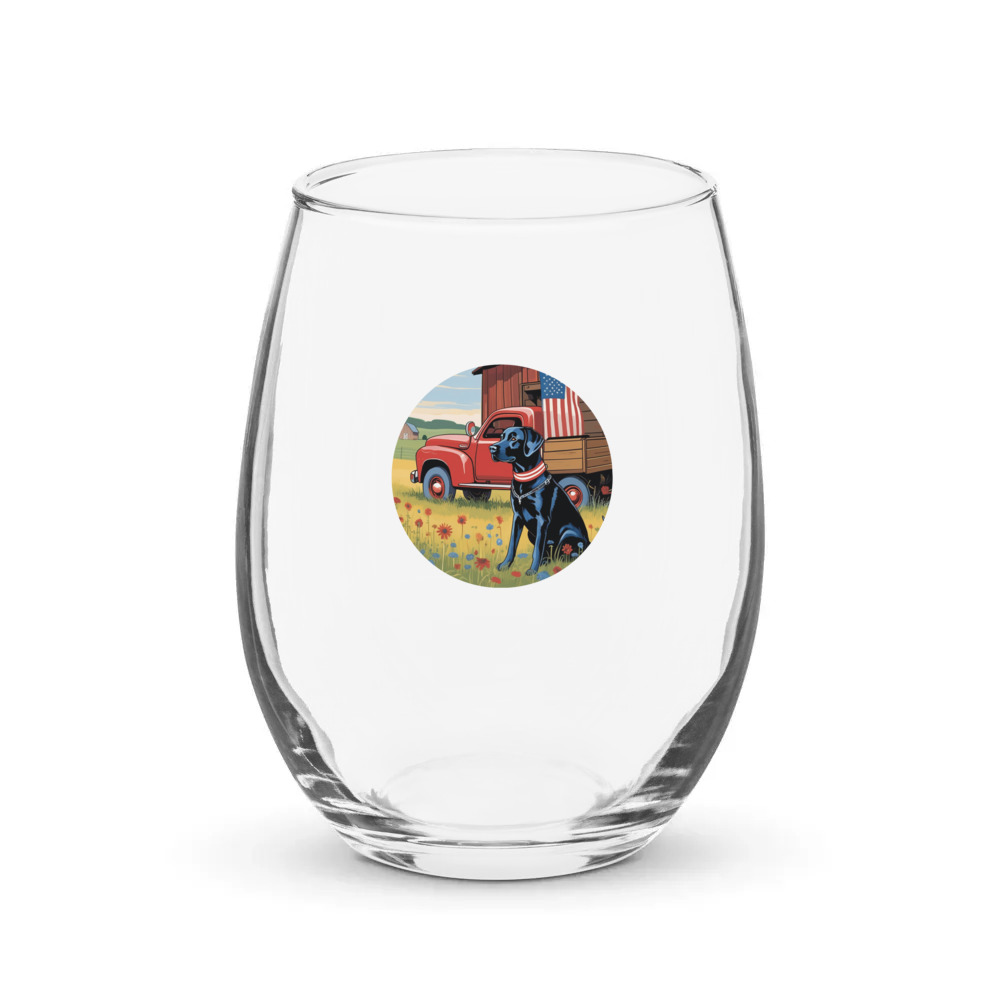 PugMug Custom Black Labrador Retriever Stemless Wine Glass