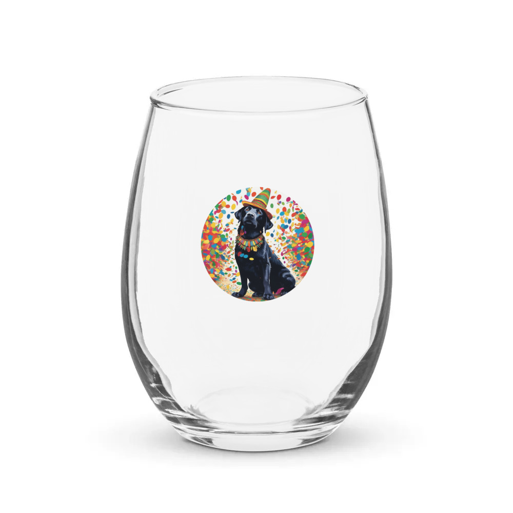 PugMug Custom Black Labrador Retriever Stemless Wine Glass