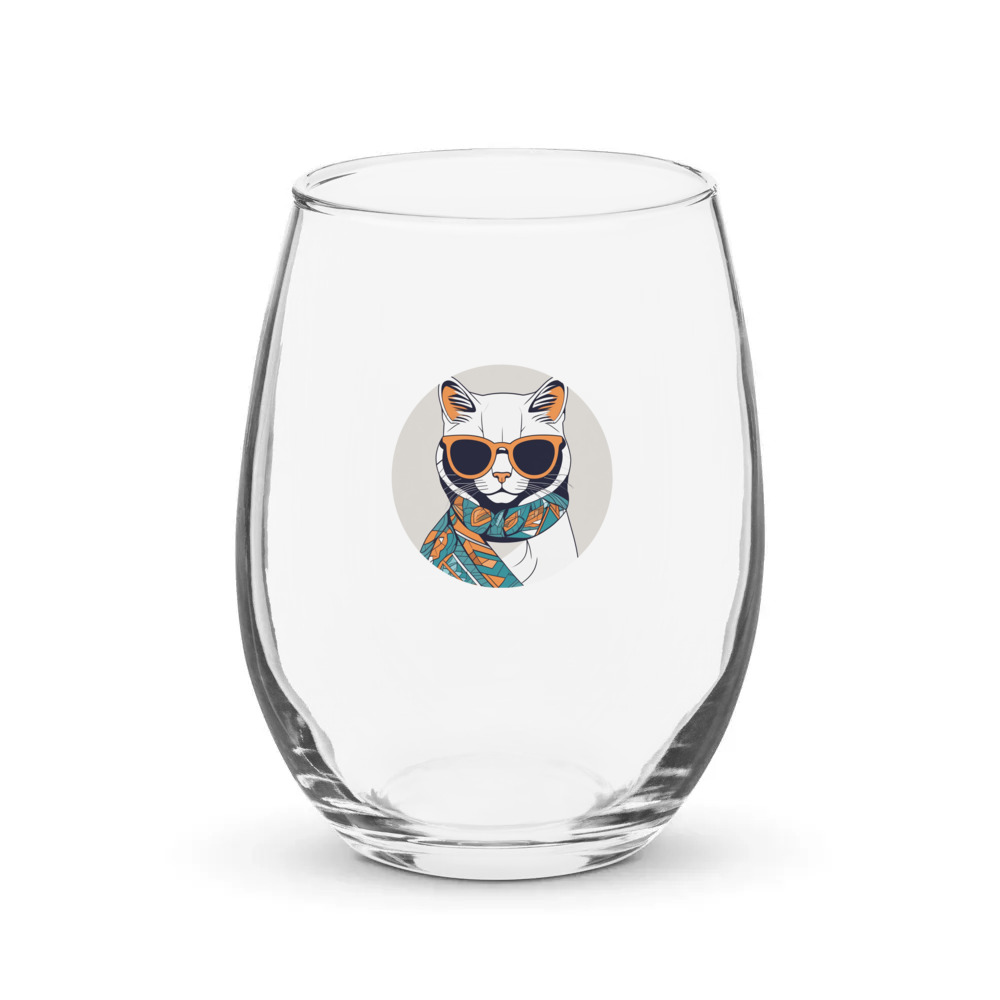 PugMug Custom White Exotic Cat Stemless Wine Glass