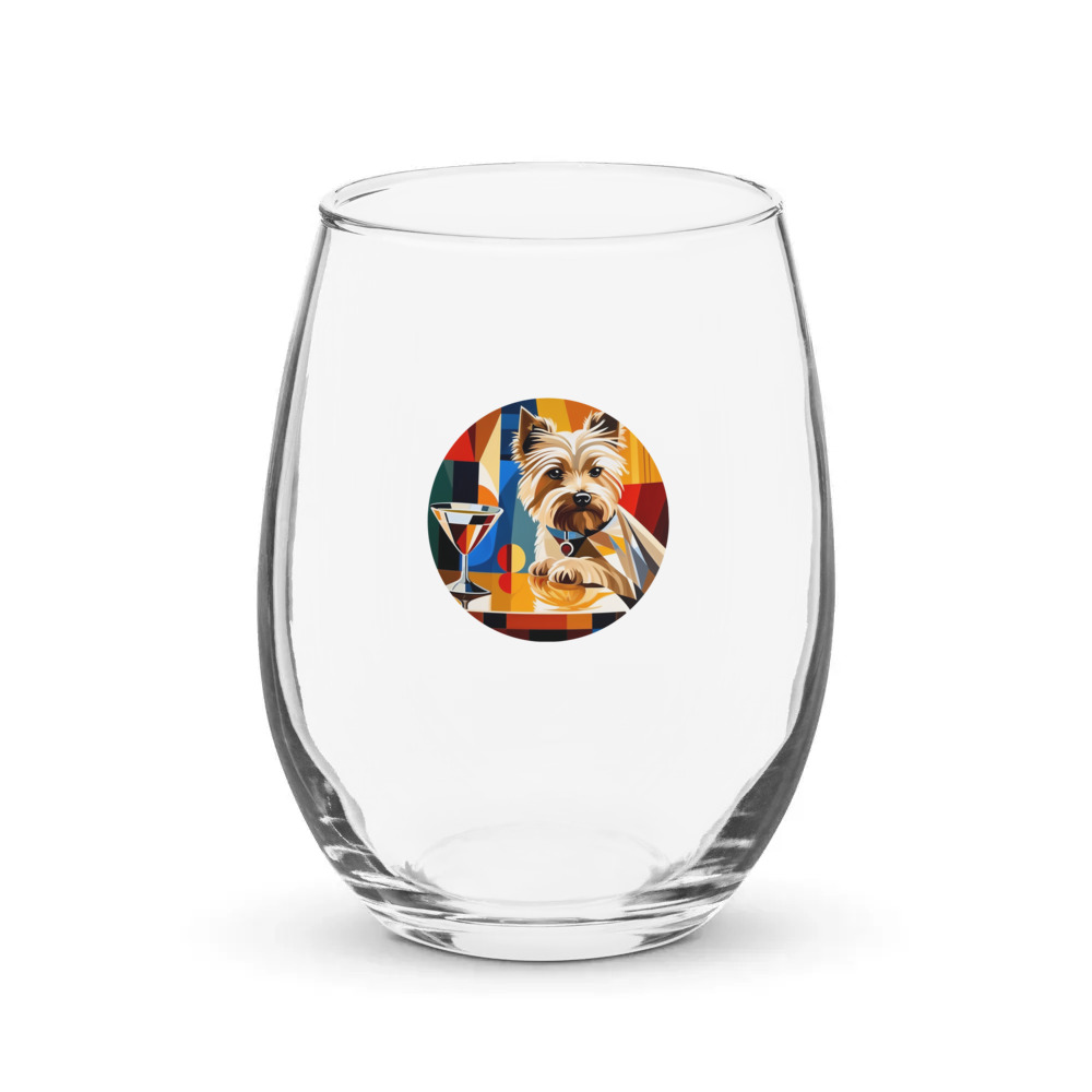 PugMug Custom Cairn Terrier Stemless Wine Glass