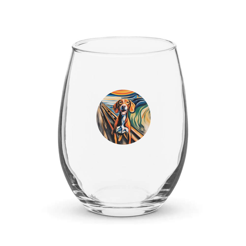 PugMug Custom Pointer Dog Stemless Wine Glass