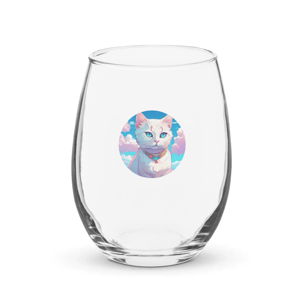 PugMug Custom White Exotic Cat Stemless Wine Glass