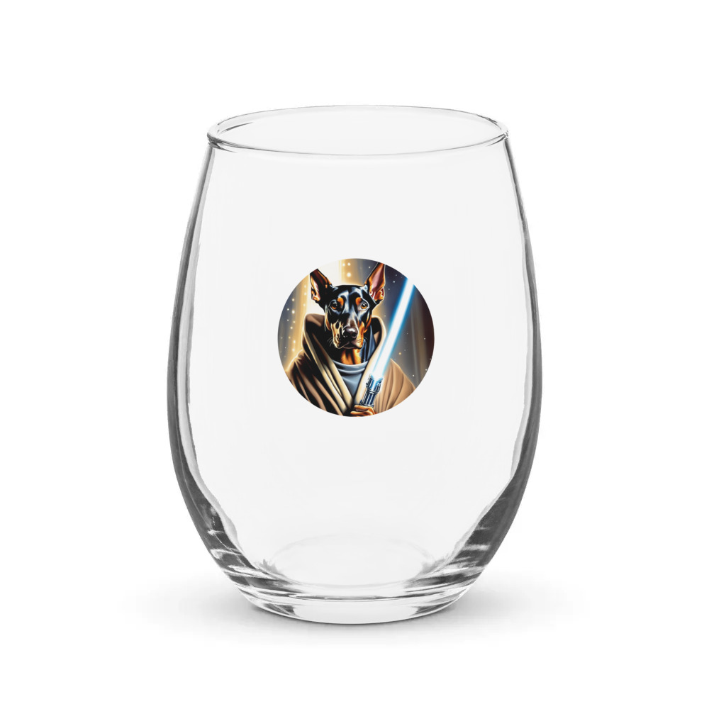 PugMug Custom Doberman Pinscher Stemless Wine Glass