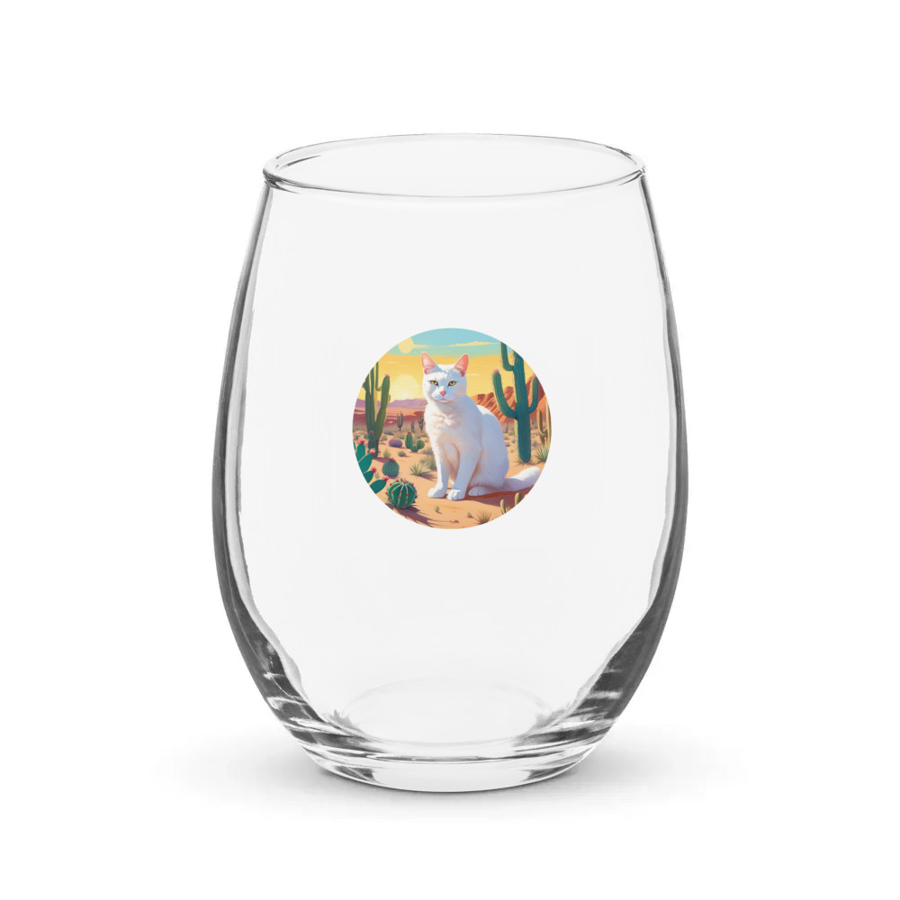 PugMug Custom White Companion Cat Stemless Wine Glass