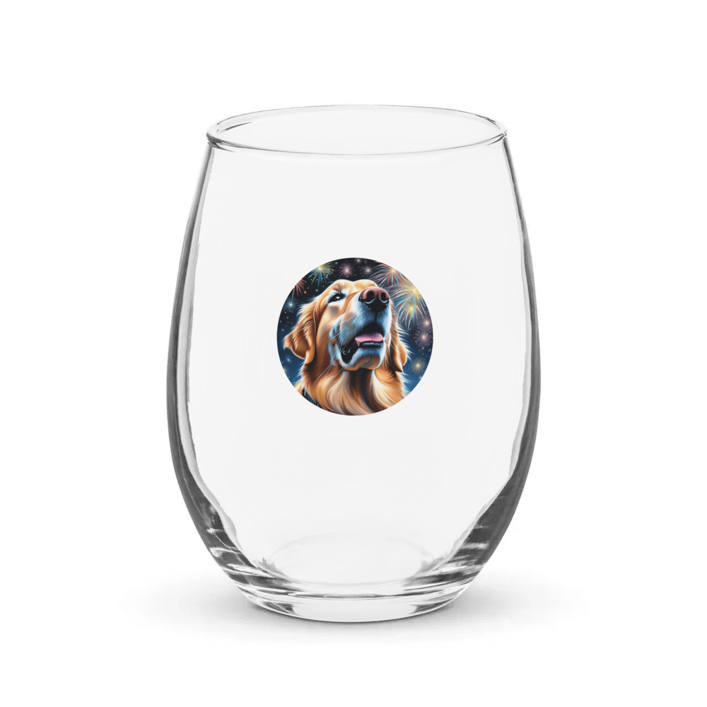 PugMug Custom Golden Retriever Stemless Wine Glass
