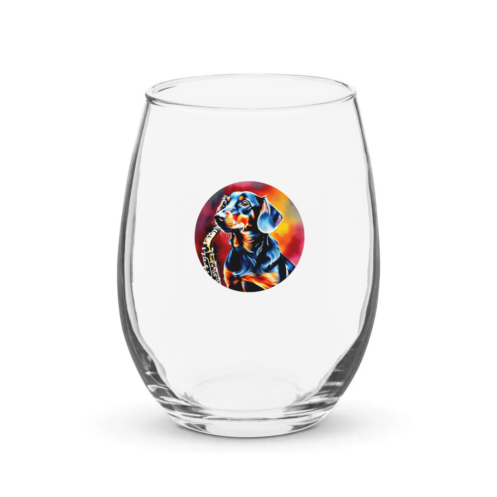 PugMug Custom Black Dachshund Stemless Wine Glass