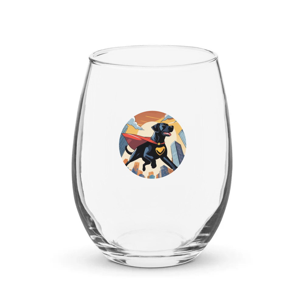 PugMug Custom Black Labrador Retriever Stemless Wine Glass