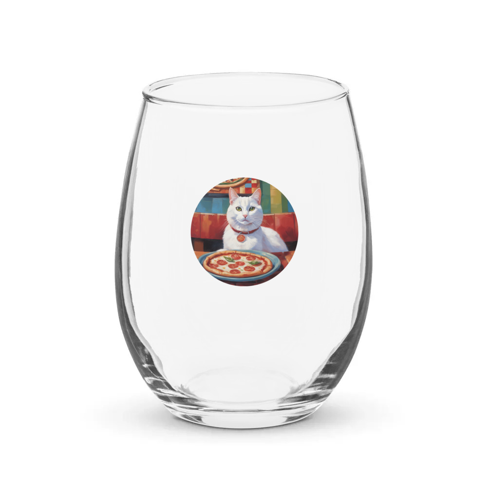 PugMug Custom White Companion Cat Stemless Wine Glass