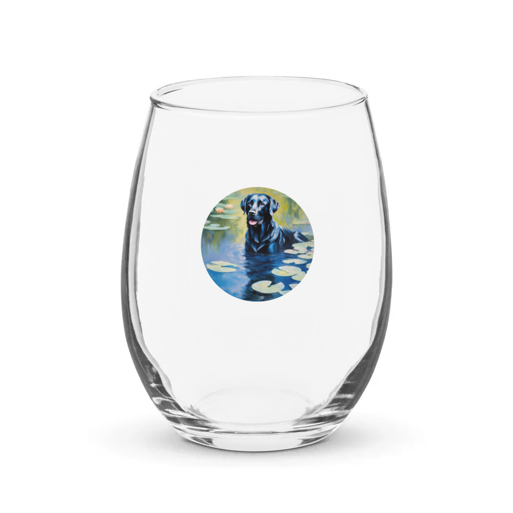 PugMug Custom Black Labrador Retriever Stemless Wine Glass
