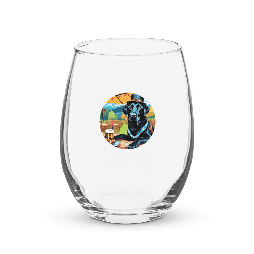 PugMug Custom Black Labrador Retriever Stemless Wine Glass