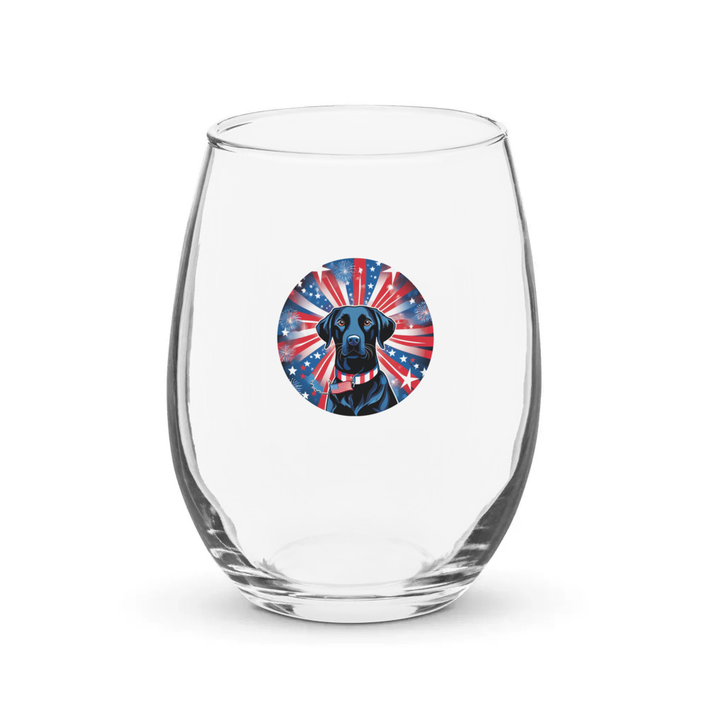 PugMug Custom Black Labrador Retriever Stemless Wine Glass