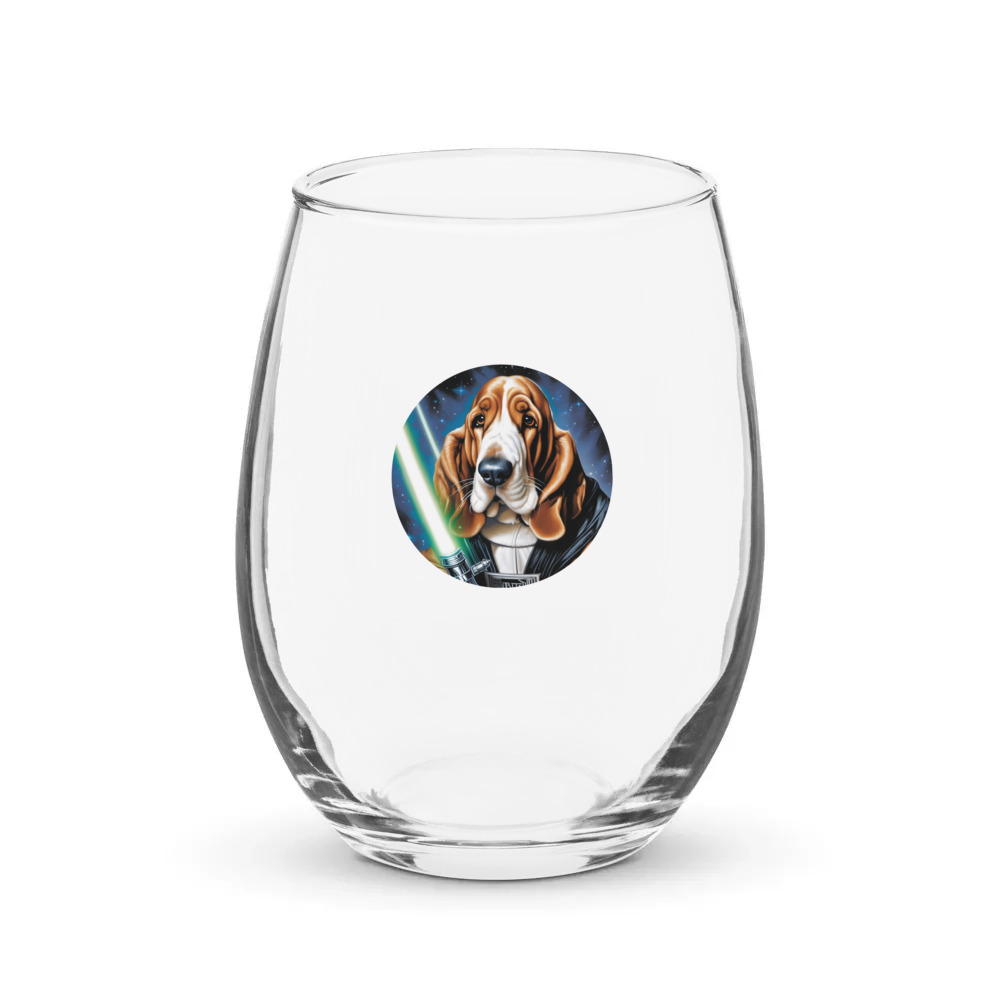 PugMug Custom Basset Hound Stemless Wine Glass