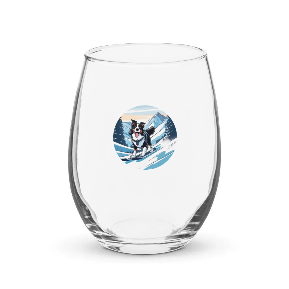 PugMug Custom Border Collie Stemless Wine Glass