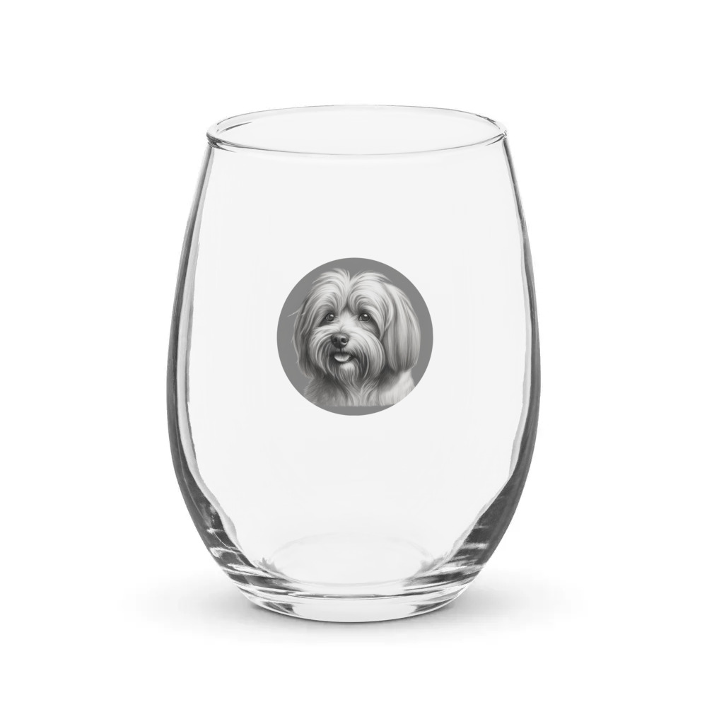 PugMug Custom Tan Havanese Dog Stemless Wine Glass