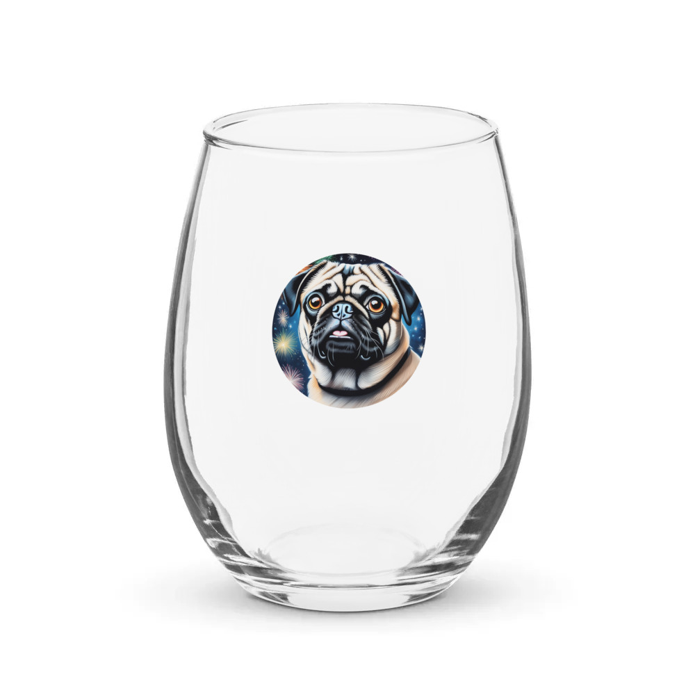 PugMug Custom Pug Stemless Wine Glass