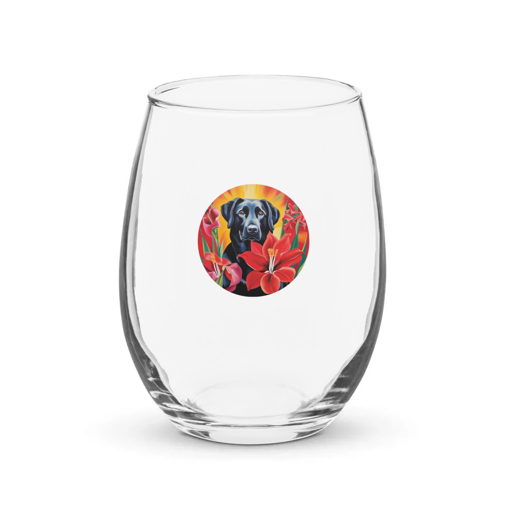 PugMug Custom Black Labrador Retriever Stemless Wine Glass