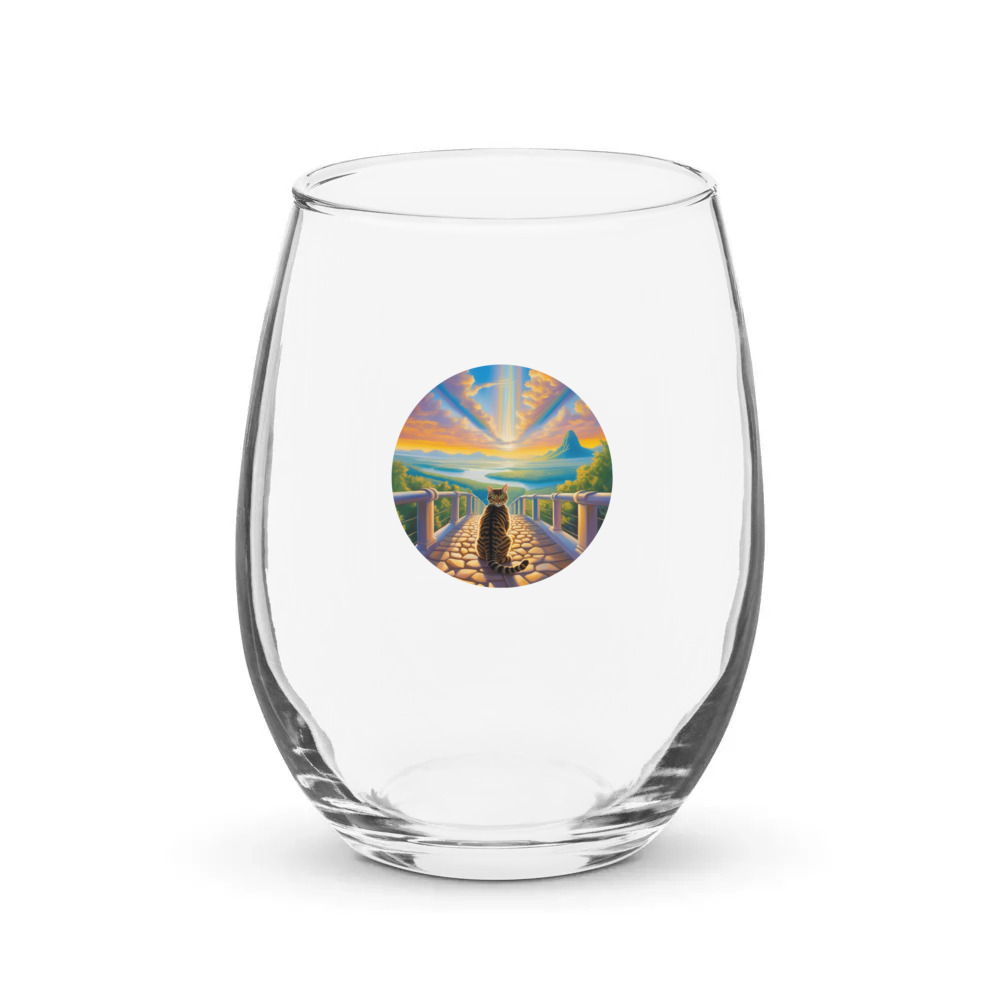 PugMug Custom Tabby Companion Cat Stemless Wine Glass