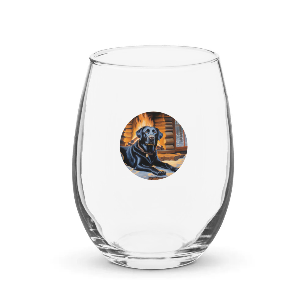 PugMug Custom Black Labrador Retriever Stemless Wine Glass