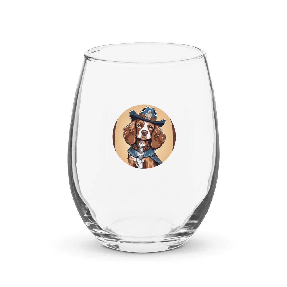 PugMug Custom Cocker Spaniel Stemless Wine Glass