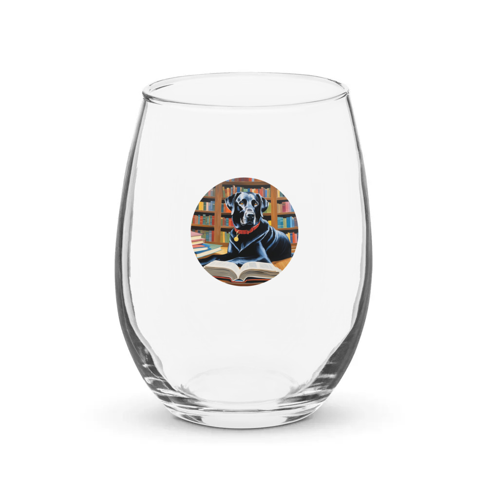 PugMug Custom Black Labrador Retriever Stemless Wine Glass