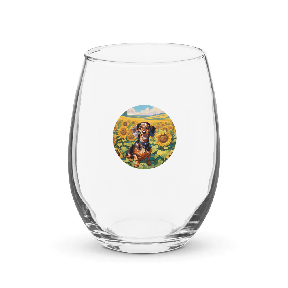 PugMug Custom Tan Dachshund Stemless Wine Glass