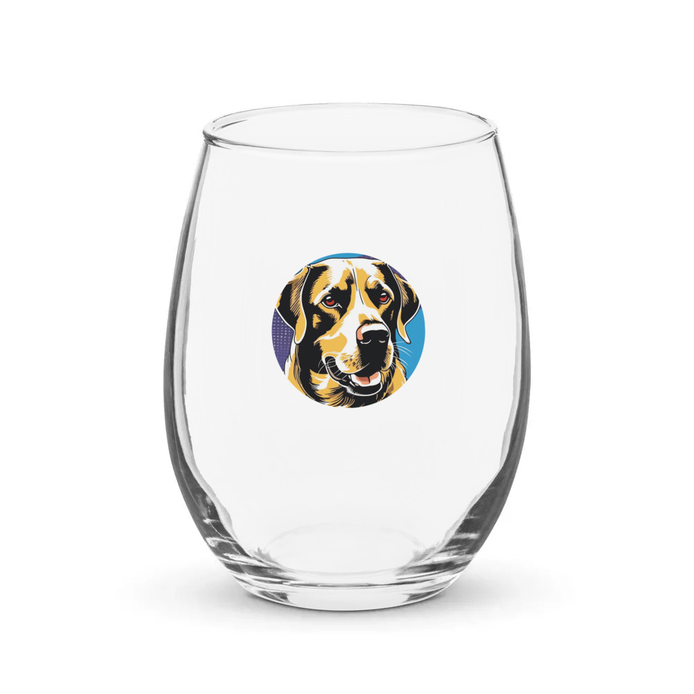 PugMug Custom Black Labrador Retriever Stemless Wine Glass