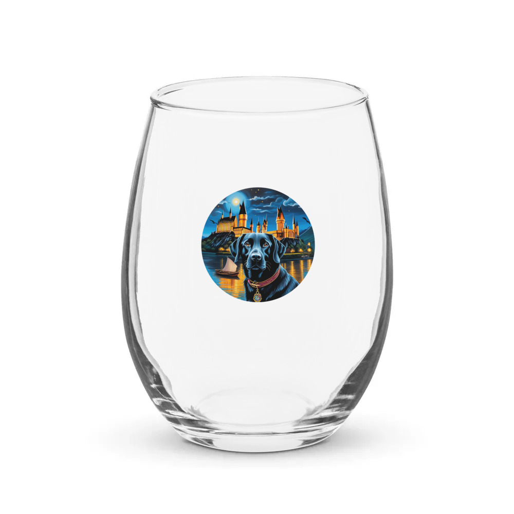 PugMug Custom Black Labrador Retriever Stemless Wine Glass