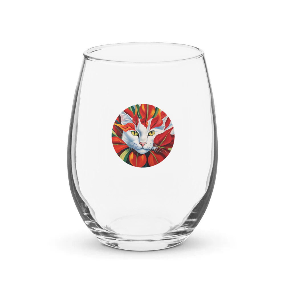 PugMug Custom White Companion Cat Stemless Wine Glass
