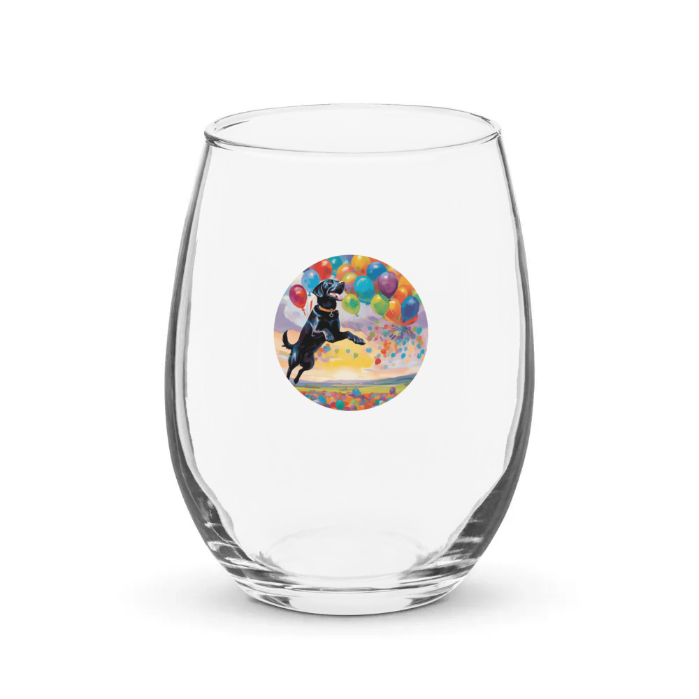 PugMug Custom Black Labrador Retriever Stemless Wine Glass
