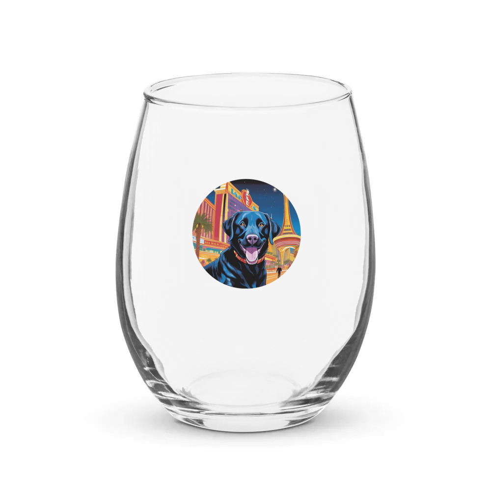 PugMug Custom Black Labrador Retriever Stemless Wine Glass