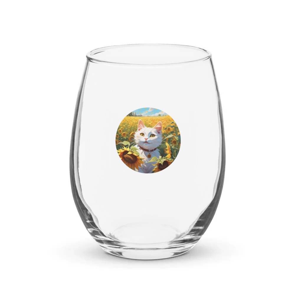 PugMug Custom White Companion Cat Stemless Wine Glass