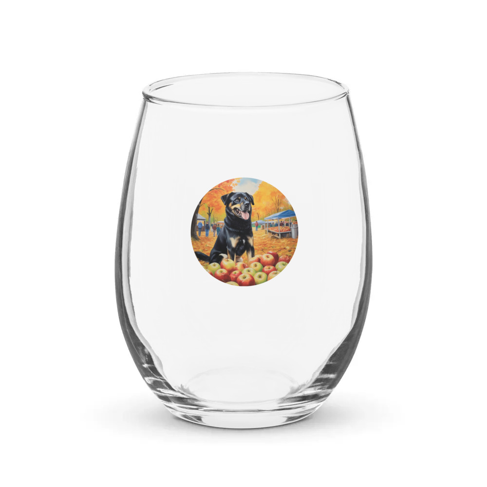 PugMug Custom Blue Stemless Wine Glass