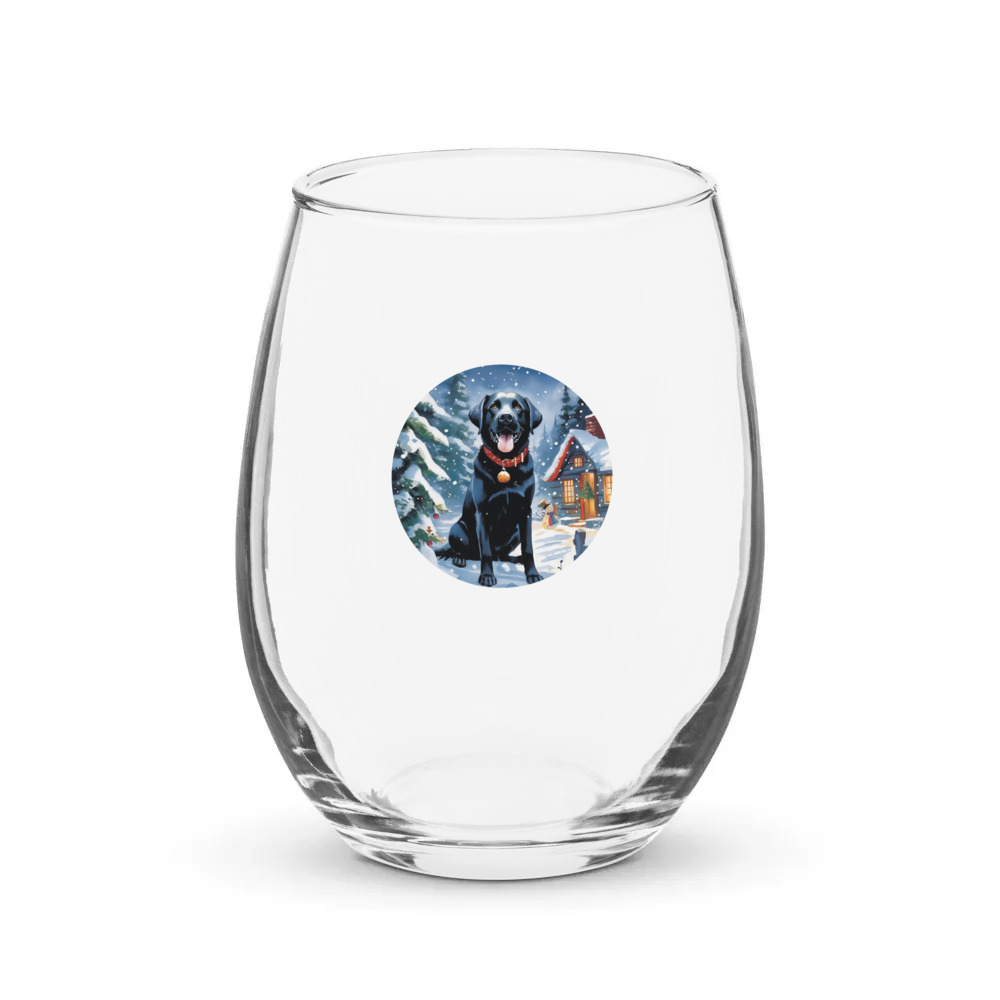 PugMug Custom Black Labrador Retriever Stemless Wine Glass