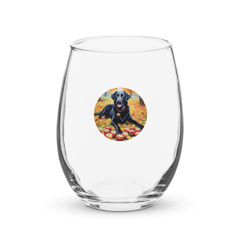 PugMug Custom Black Labrador Retriever Stemless Wine Glass