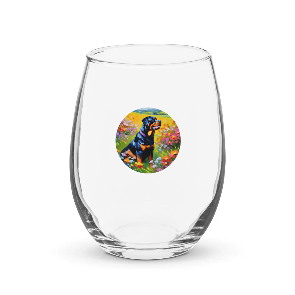 PugMug Custom Rottweiler Stemless Wine Glass