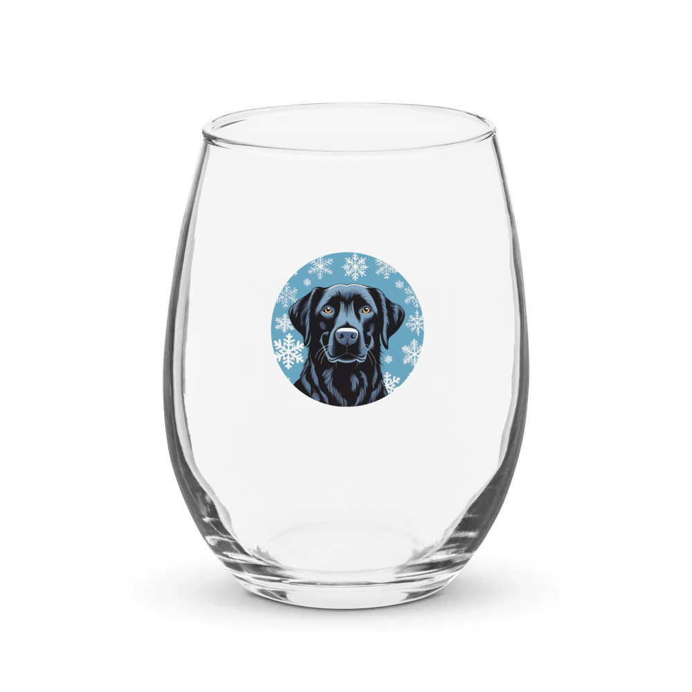 PugMug Custom Black Labrador Retriever Stemless Wine Glass