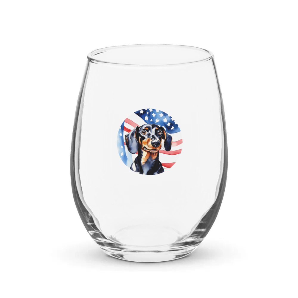 PugMug Custom Black Dachshund Stemless Wine Glass