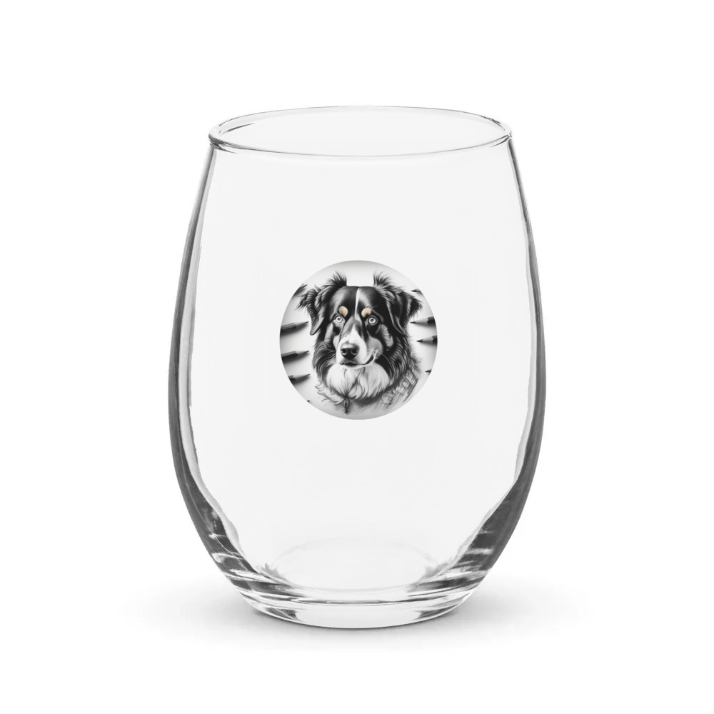 PugMug Custom Miniature American Shepherd Stemless Wine Glass