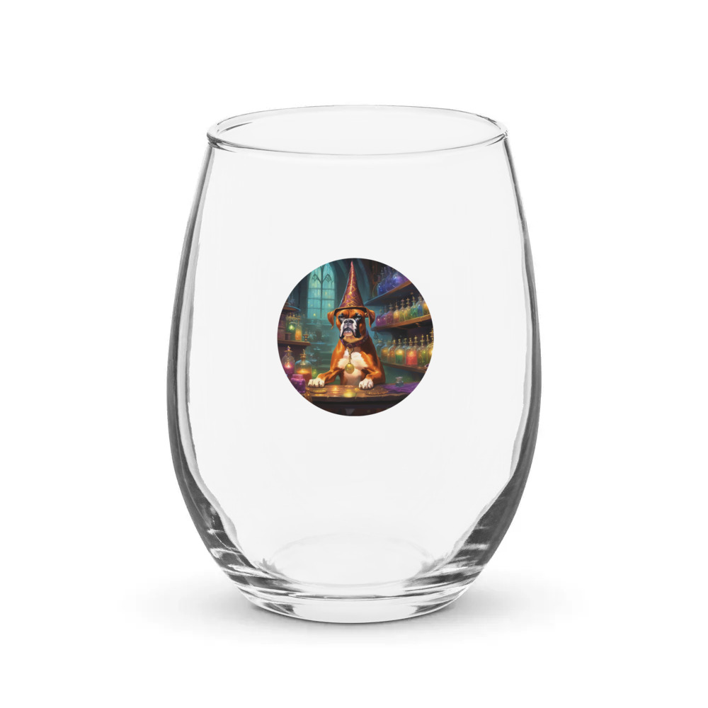 PugMug Custom Boxer Dog Stemless Wine Glass