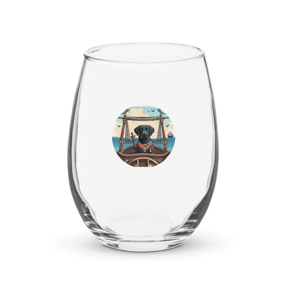 PugMug Custom Black Labrador Retriever Stemless Wine Glass