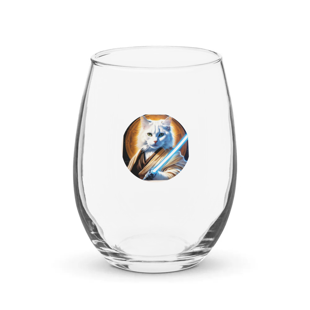 PugMug Custom White Companion Cat Stemless Wine Glass