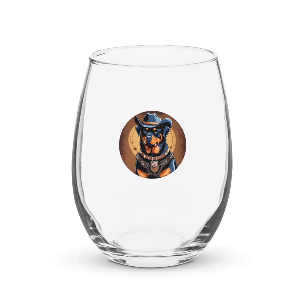 PugMug Custom Rottweiler Stemless Wine Glass