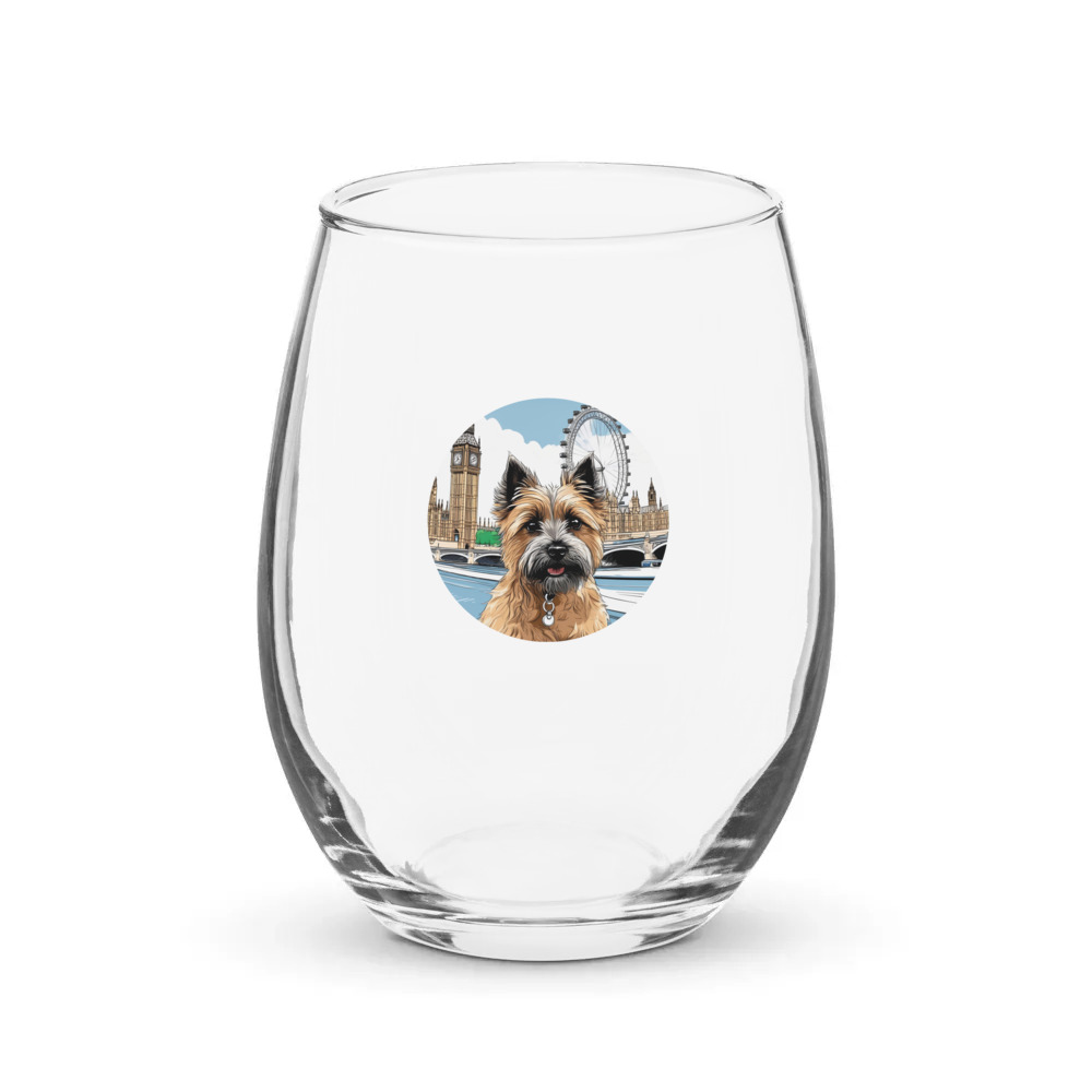 PugMug Custom Cairn Terrier Stemless Wine Glass