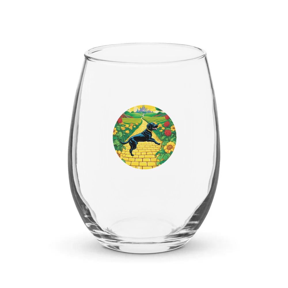 PugMug Custom Black Labrador Retriever Stemless Wine Glass